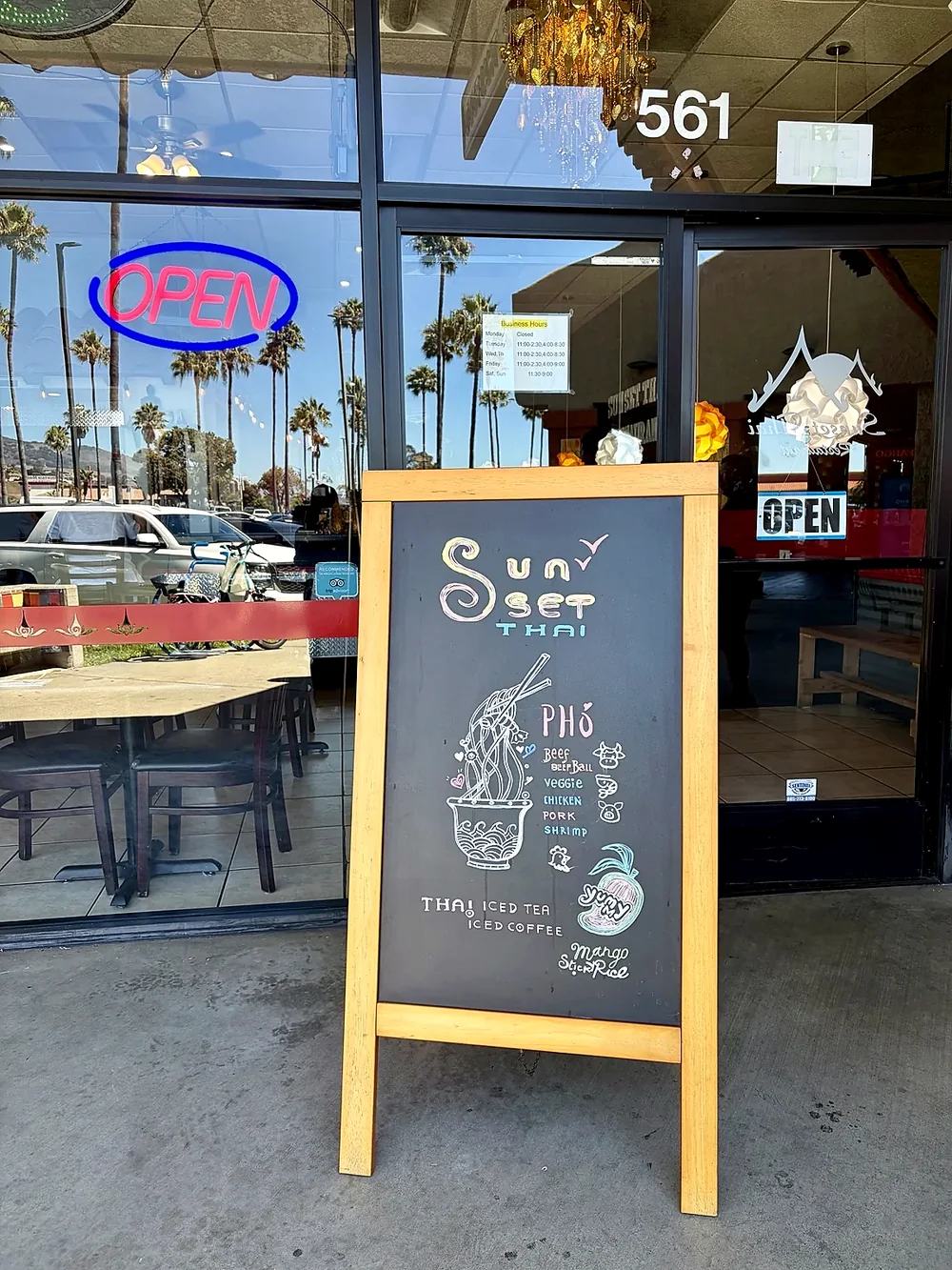 Sunset Thai Restaurant entrance at 561 5 Cities Drive in Pismo Beach